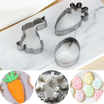 1/3KS Velikonoční Vejce, Králík Ředkvičky z Nerezové Oceli soubory Cookie Cutter Dort Forma 3D Suchar Formy DIY Pečení Pečivo Nástroje, Kuchyňské potřeby