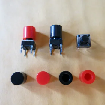 100ks/lot 50x Červená 50x černá krytka pro 6x6mm Tlačítko Hmatové Takt mini Přepínač Ochutnávka schalter