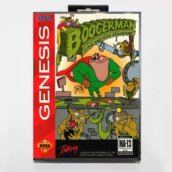 16 bit Sega MD hry, Kazety s Retail box - Boogerman Pick a Flick Dobrodružství karetní hra pro Megadrive Genesis systém