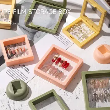 1ks Nail Art Organizátor Transparentní PE Fólie Dárkový Box Plastový Úložný Kontejner Ženy Nail Art Storage Box