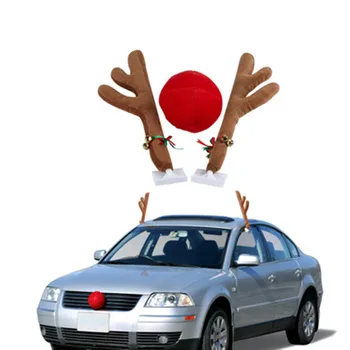 2 Parohy + 1 nos Roztomilý Vozidla Nos Roh Kostým lesní Roh A Červeným Nosem Vánoční Dodává Rudolf Sobů Vánoční Auto Dekor