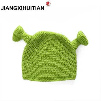 2017 zimní čepice pro ženy balaclava monster Shrek vlněný klobouk kreativní Legrační pletený klobouk čisté ruce zimní čepice muži klobouk