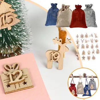 24Days Vánoční Adventní Kalendář Tašky, Adventní Kalendáře, Dárkové Tašky DIY Sada Papírové Samolepky Vánoční Výzdoba