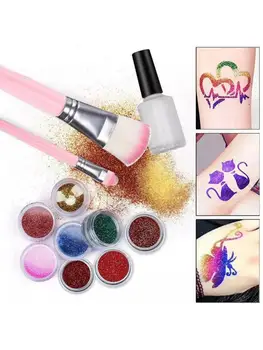 30 Barvy Glitter Tetování Dočasné Zářící Make-up Kit DIY Dekorace 153 Vzor, Obličej, Tělo, Nail Art, Strana, Lesklý Kosmetické