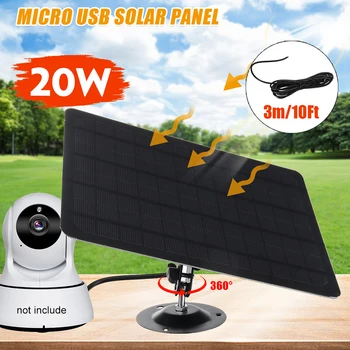 5V 20W Přenosný Solární Panely Micro USB Nabíječka Venkovní 3 m Kabel Vodotěsný IP CCTV Bezpečnostní Kamery Solární Deska