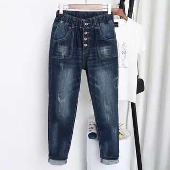 5XL Vysokým Pasem Džíny Ženy Vintage Plus Velikosti Džíny Femme Harémové Kalhoty Volné Přítel Džíny Streetwear Kalhoty Ženy Z31