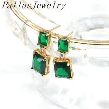 6 párů, Nové Pozlacené Lady Náušnice Zelené Krychlových Zirconic Houpat Personalizované Šperky Náušnice ženy, Dárek k Narozeninám