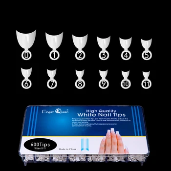 600Pcs kvalitní Bílé Nali Zakřivené Tipy Falešné Nehty Jsou Vhodné Pro Nail Art Falešné Nalis