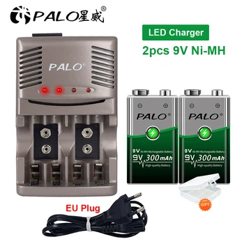 6F22 9V Ni-MH Dobíjecí Baterie +Inteligentní 9v baterie Nabíječka s LED Indikátorem pro 1,2 v Nimh AA, AAA Dobíjecí Baterie 9v