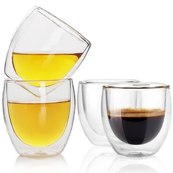 80 ml 150 ml Dvojitá Stěna Latte Izolované Šálky Kávy Pít Čaj, Espresso, Whisky Hrnky Skleněné Hrnky Sklenice