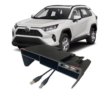 Auto Středové Konzole Úložný Box Organizátor Zásobník Port USB Nabíječka Zásobník pro Toyota RAV4 2019 2020 2021 Interiérové Doplňky