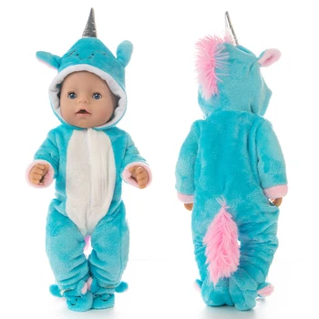 Baby Doll Šaty Pantofle pro 18 Palcový Dívka Panenku Šaty Unicorn Pyžamový Set pro Hračky Panenka Nosit