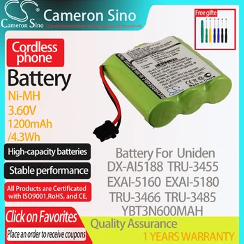 CameronSino Baterie pro Uniden DX-AI5188 EXAI-5160 EXAI-5180 TRU-3455 TRU-3466 hodí Sanyo GESPCM02 Bezdrátový telefon Baterie 3.60 V.