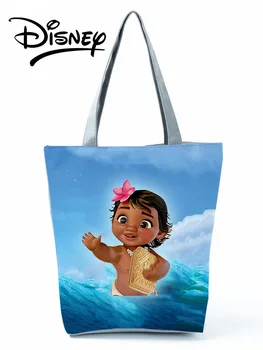 Disney Moana Kabelku Karikatura Černé Osoba, Dívka, Ženy, Taška Přes Rameno Oceánu, Tištěné Eko Opakovaně Použitelné Nákupní Taška Modrá Cestovní Plážové Tašky