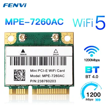 Dvoupásmová Bezdrátová Karta Wifi Intel 7260 7260HMW 1200M Bluetooth 4.0 Half Mini PCI-E 802.11 AC 2.4 G/5Ghz Wi-Fi Adaptér pro Win10