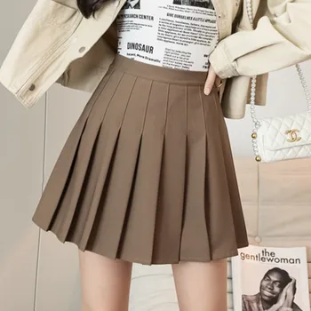 Dámy A-line Skládaný Sukně New Příjezdu 2022 Pramen korejský Styl Solid Color All-zápas s Vysokým Pasem, Ženy Neformální Mini Sukně W898