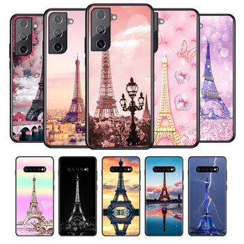 Eiffelova Věž Paříž Měkký Černý Kryt Pro Samsung Galaxy S22 S21 S20 FE Ultra S10 S10e Lite S9 Plus Pro Telefon Případě Coque