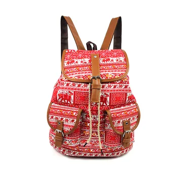 Etnický styl batoh plátno školní taška retro batoh cestovní Batoh Cestovní Notebook sbalit batoh a Damski Ženy Batohy Bolsos Sac