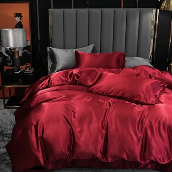 Evropa červené Šidítko Ložní prádlo Set Luxusní Postel Black Queen King Size Peřinu Červená deka