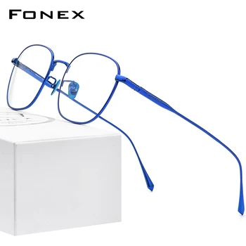 FONEX Čisté Titanové Brýle Rám Muži Náměstí Sluneční 2020 Nové Módní Mužské Předpis Optické Krátkozrakost Brýle Rámy 8560