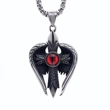 Gothic Červený Ďábel Oko Křídla Kříž Přívěsek Náhrdelník pro Ženy Muži Retro Punk Kříž, Amulet Šperky Dárek