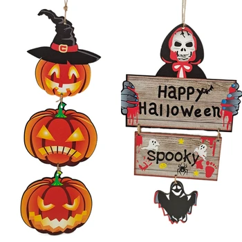 Halloween Dýně Ozdoby Horor, Lebka, Duch Drží Šťastný Holloween Party Dekorace pro Domácí Strašidelném Domě Visí Ozdoby