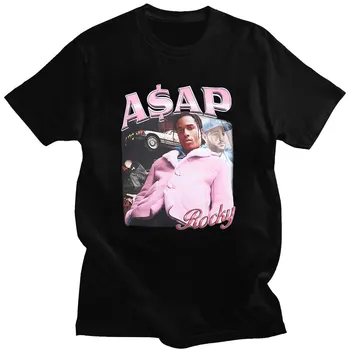 Hot Prodej ASAP Rocky Portrét Grafické Estetiky trička Hip Hop Krátký Rukáv Loose Pár T-Shirt Ležérní Harajuku Tričko