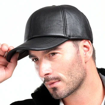 Hot prodej gorras hombre snapback 2020 nové zimní Ovčí klobouk z pravé kůže teplé nastavitelný baseballová čepice pro muže čepice