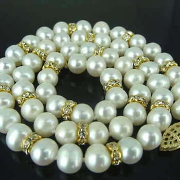 Hot prodej okouzlující 8-9mm přírodní bílé sladkovodní kultivované pearl korálky náhrdelník pro ženy nevěsta elegantní šperky gif 18inch BV232