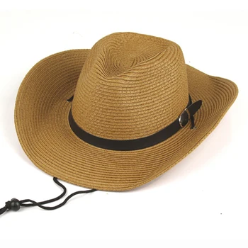 HT1310 Klasické Unisex Kovbojský klobouk Široký Okraj Letní Muži Sluneční Klobouky Vintage Slámy Pás Fedora Plstěný klobouk Pláž Čepice pro Ženy, Klobouk