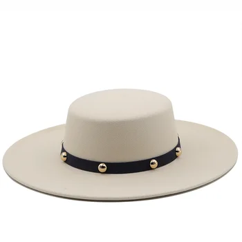 Jednoduchý Britský Styl zimní vlněný solidní Klasické pánské klobouky čepice muži ženy panama jazz klobouk 9,5 CM Široký Okraj Velké Klobouky