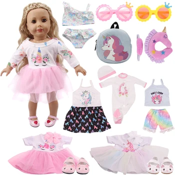 Jednorožec Kitty Vzor Panenky, Oblečení, Doplňky Pro 18 Palcový American Girl 43 cm Narozené Dítě Panenku Položky,Naše Generace,Narozeniny