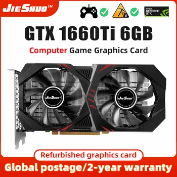 JIESHUO GTX 1660TI 6G GDDR6 192BIT desktop Rekonstrukce grafická karta gtx1660ti počítačové herní grafické karty