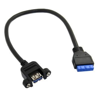Jimier Ženské USB 3.0, Jeden Port Šroub Typ Uchycení Až Úhlová Deska Záhlaví 20pin Kabel 25cm