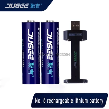 jugee 2ks 1,5 v 2000mah lithium AA usb dobíjecí 3000mWh Li-polymer, li-ion polymer lithium baterie +1 USB Nabíječka