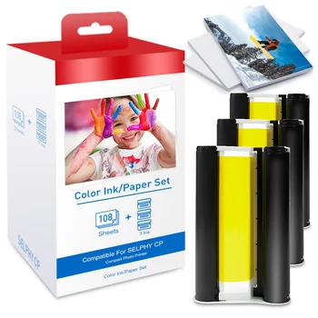 Kompatibilní Canon Selphy Barva Ink Paper Set Kompaktní Fotografické Tiskárny CP1200 CP1300 CP910 CP900 3ks Inkoustové Kazety KP 108IN KP-palců, 36 palců