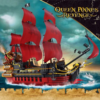 Kreativní Expert Nápady Pirátskou Loď Queen Anne ' s Revenge, loď Pirátská Loď Karibiku DK6002 3694pcs Moc Cihly Model Stavebních Bloků