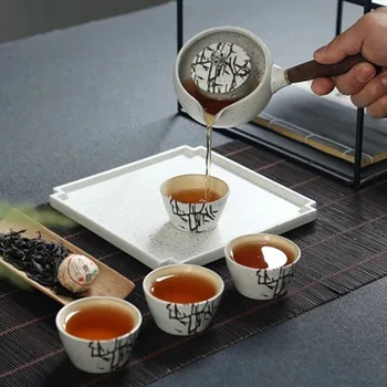 Kreativní Teaware Čínský Gong fu, Kung-Fu Čajové Soupravy Přenosné Konvice na čaj Sada s Dřevěnou Rukojetí Straně Čajovar a Infuser 200ML