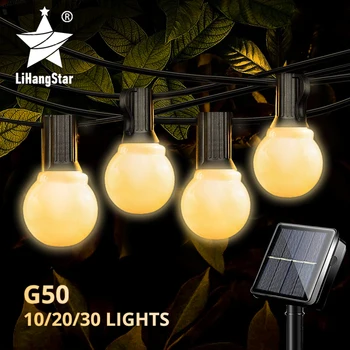 LED Solární Světlo String G50 Žárovka IP65 Vodotěsný Venkovní Věnec Zahradní Světlo Vhodné pro Domácí Indoor Garden Holiday Osvětlení