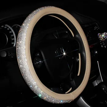 Luxusní Crystal Auto Volantu Kryty pro Ženy, Muže, Kožené Drahokamu Kryty pro volanty Interiérové Doplňky