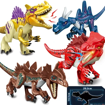 Nové 2021 Jurský Dino Svět Stegosaurus Carnotaurus Stavebnice Bolcks Cihly Dinosauři údaje Raptor Hračky pro děti dárky