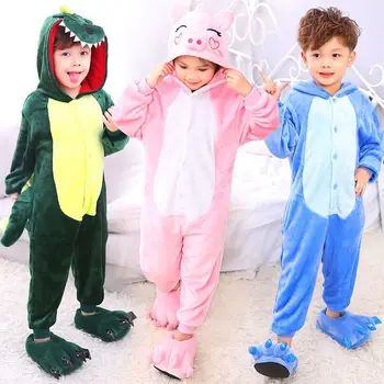 Nové Dětské Pyžamo Zimní Oblečení Na Spaní Chlapci Dívky Dupačky Pyjama Set Cute Unicorn Steh Kostra Zvířecí Děti Pyžama Kombinéza