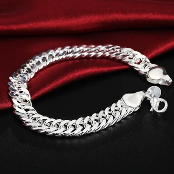 Nové kouzlo klasické 10MM řetěz 925 Mincovní stříbro Náramky pro ženy, muže, jemné Svatební party Vánoční Dárky módní Šperky