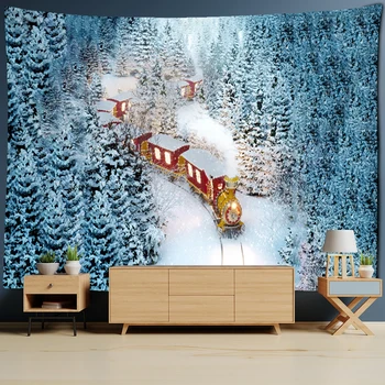 Nový Hot Prodej Vánoční Snow Fairy Tale House Gobelín Psychedelické Scény Bohemian Home Art Wall Decor