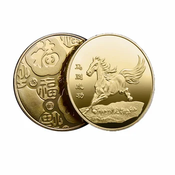 Nový Kůň Mince pro Štěstí Maskot Pozlacené Pamětní Sbírku Mincí Feng Shui Nový Rok 2022