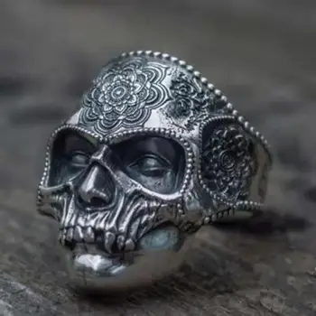 Nový Styl Retro Gothic Styl Kovové Maska Lebka Punk Kroužky pro Muže Dominantní Rockovou Párty, Motorkářské Šperky