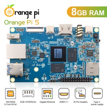 Orange Pi 5 8GB RK3588S,PCIE Modul Externí WiFi+BT,SSD, Gigabitový Ethernet, Jeden palubní Počítač, Spusťte Android OS Debian