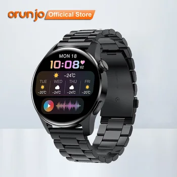 Orunjo i29 Chytré Hodinky Muži Volání Bluetooth Plně Dotykový Sport Fitness Vodotěsné Srdeční Frekvence Oceli Kapela Smartwatch Android iOS