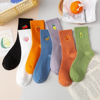 Ovoce Tištěné Ponožky Letní Prodyšné Bílé Bavlněné Avokádo Roztomilé Ponožky Ins Korejský Styl Dívky Barevné Estetické Značkové Ponožky