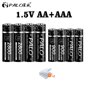 PALO 1,5 V AA Nabíjecí Baterie Li-ion 3000mWh + 1,5 V AAA Lithiová Baterie, Dobíjecí 900mWh pro Hodiny myši počítače, hračky